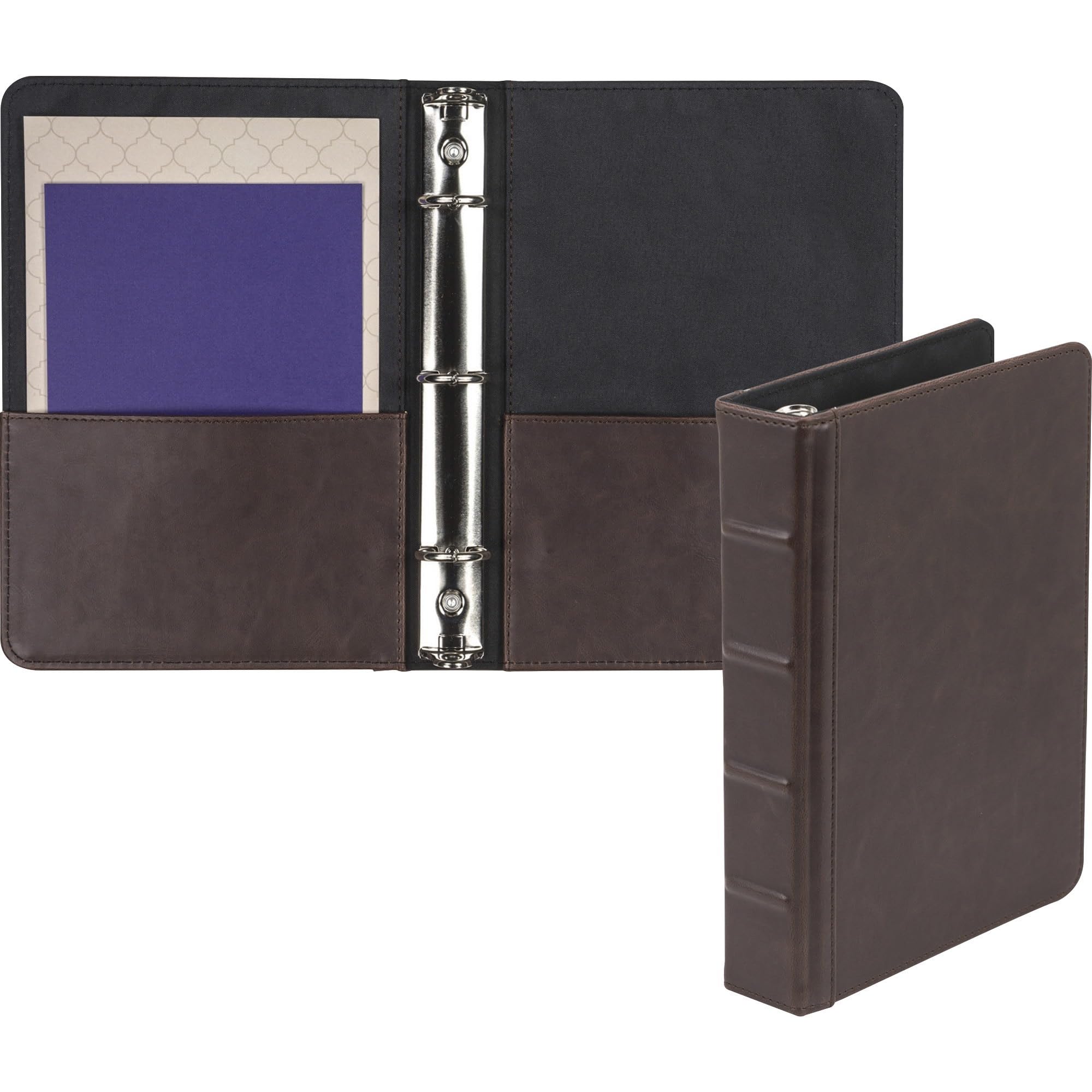 Samsill Vintage Hardback Mini 3 Ring Binder, Professional Binder Organizer, Planner, 1 Inch Capacity, Faux Leather, 5.5 X 8.5 In